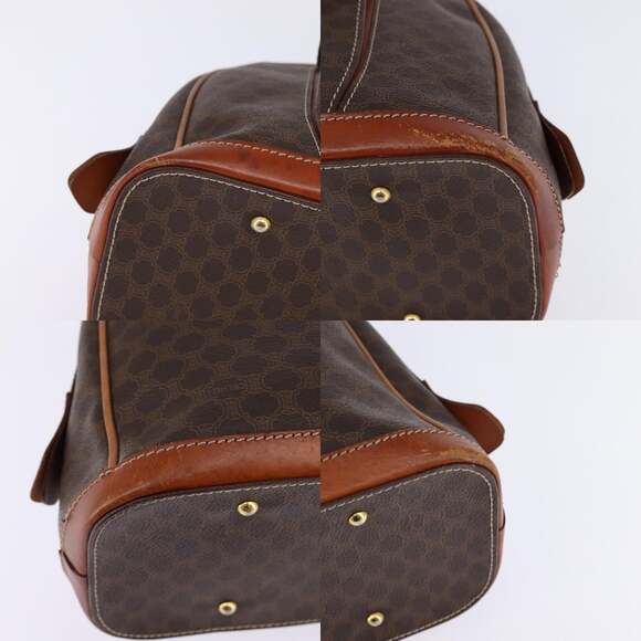 CELINE Macadam Canvas Hand Bag Pvc Leather Brown Gold - Picture 10 of 12